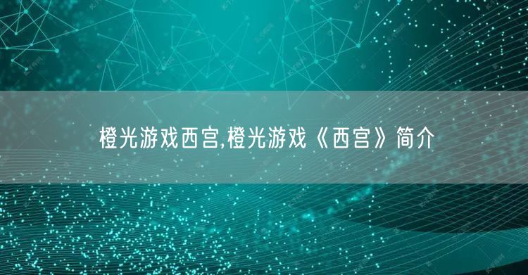 橙光游戏西宫,橙光游戏《西宫》简介